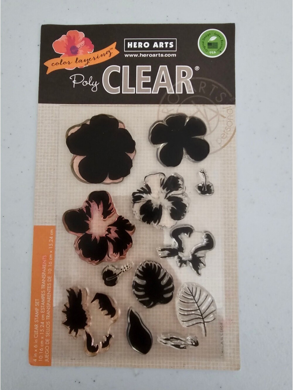 Hero Arts Poly Clear Rubber Stamp Set Layering Hibiscus